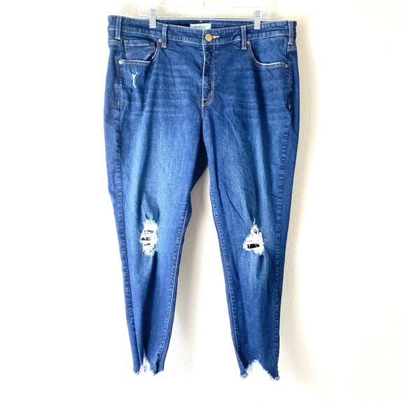 Lane Bryant Super Stretch Mid Rise Distressed Raw Hem Skinny Jeans Size 22 - Picture 2 of 6